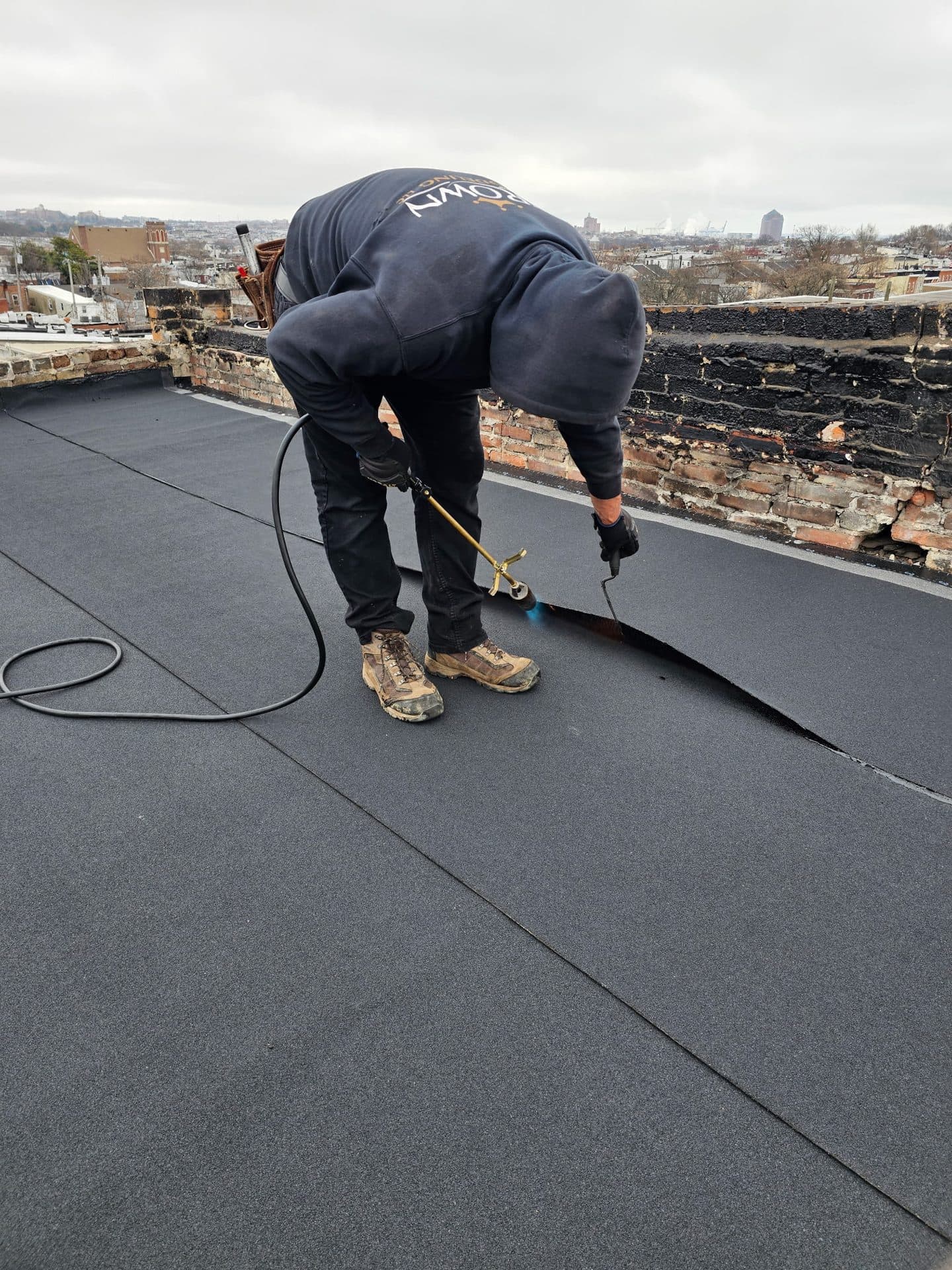 New step flashing and sealed, watertight chimney